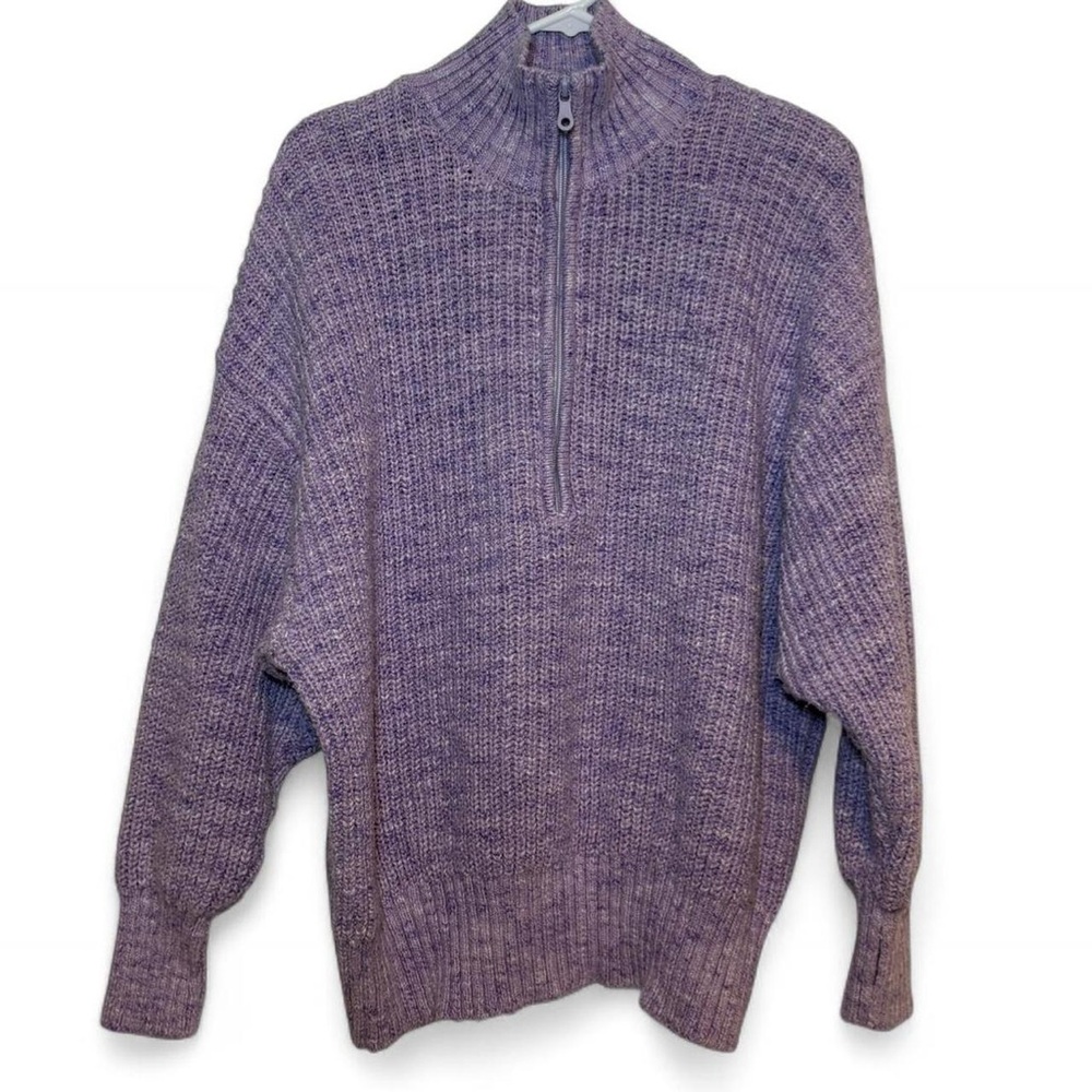 Aerie Offline Purple Marled Quarter-Zip Oversized Sweater